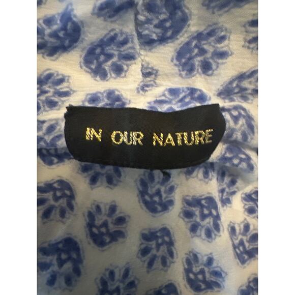 Women OS Anthropologie In Our Nature Seaside Striped Kimono Blue White Robe - Picture 6 of 6